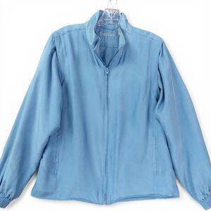 Bobby Chan 100% Silk Golf Jacket Womens Sz M Lightweight Casual Windbreaker